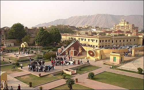 Tourists gather at Jantar Mantar, Jaipur.
