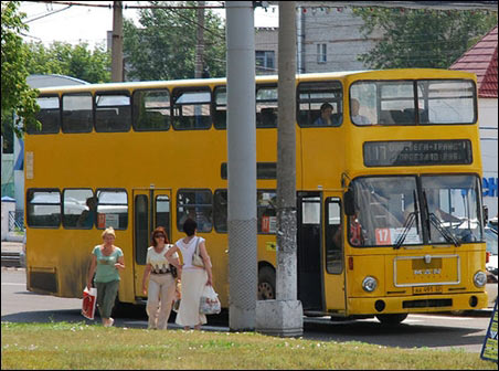 Double-decker bus in Russia.