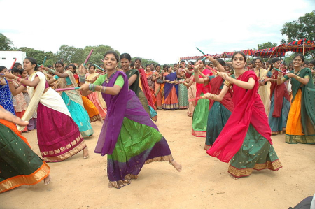 Celebrating a festival at Dr MGR Janaki College in Adyar.