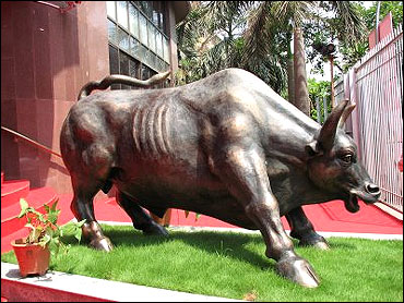 The bull in front of the BSE building.