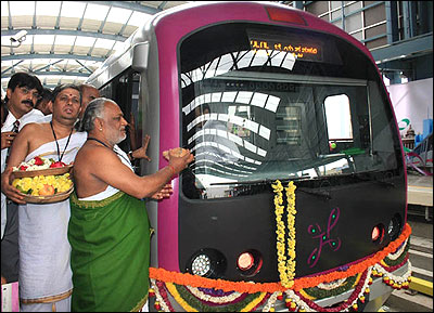 Bangalore's metro rail.