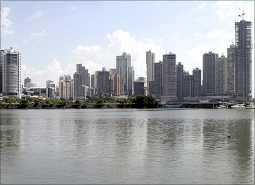 A view of high rise buildings in Panama City.