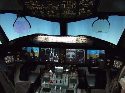 Flight deck of the Boeing 787 airliner