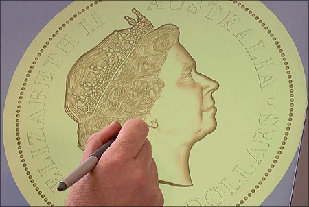 Queen Elizabeth on the coin.