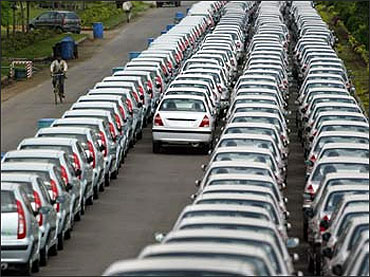 Cars lined up for export.