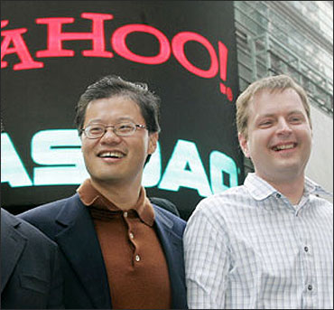 Yahoo! co-founders Jerry Yang and David Filo.