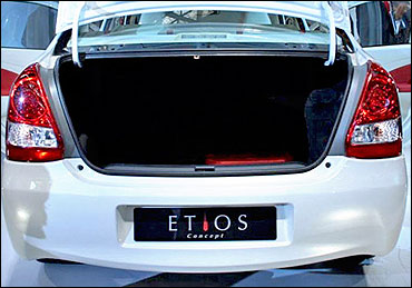 Luggage space of Etios.