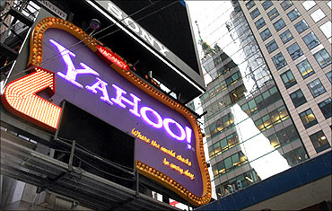 A Yahoo billboard is seen in New York's Times Square.