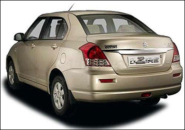 Rear view of Dzire.
