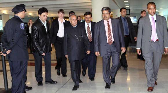 Pranab Mukherjee at JFK Airport in New York.