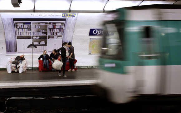 A view of a metro station in Paris.