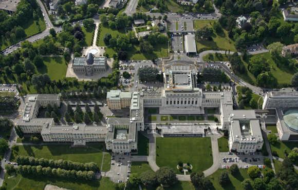 The buildings of European headquarters of the UN are pictured in Geneva.