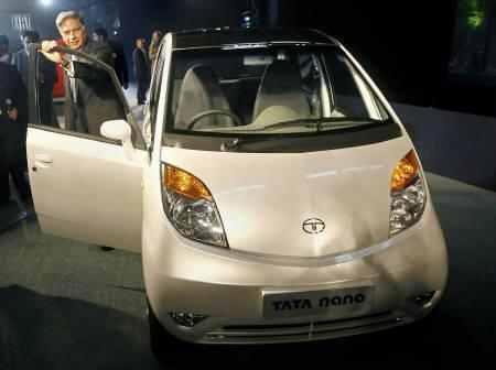 Ratan Tata with the Nano.