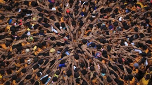 Devotee celebrating festival of Janmashtami