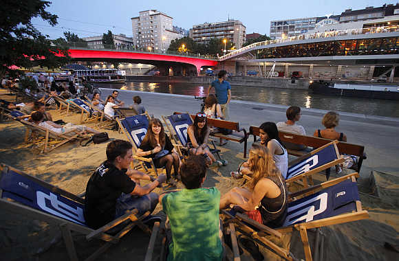 An evening at Donaukanal in the centre of Vienna.
