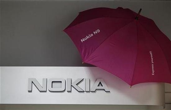 Picture shows a Nokia logo at a shop in Warsaw