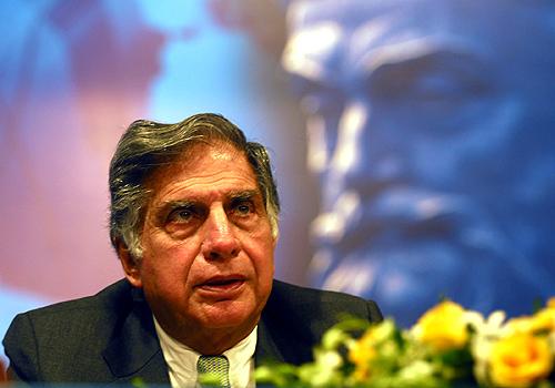 Ratan Tata addresses AGM of Tata Steel in Mumbai.