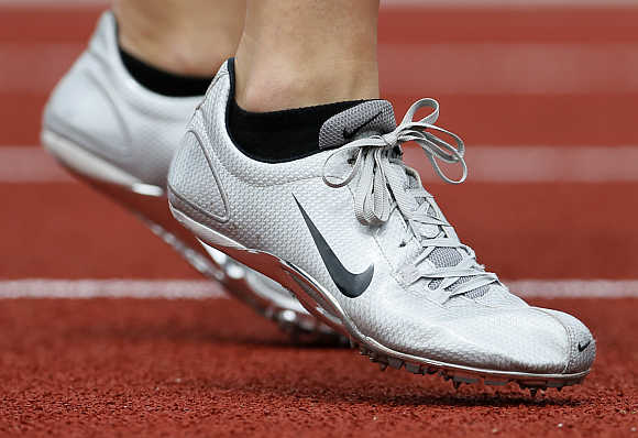 An athlete in a pair of Nike shoes at the US Olympic athletics trials in Eugene, Oregon.