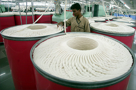 An employee works inside the Century Textiles and Industries.
