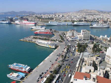 A view of port of Piraeus in Greece.