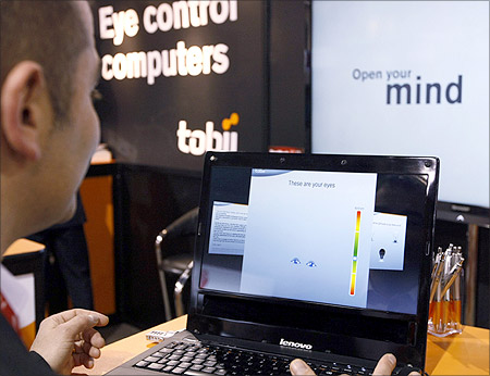 Eye-controlled laptop at the Consumer Electronics Show in Las Vegas.