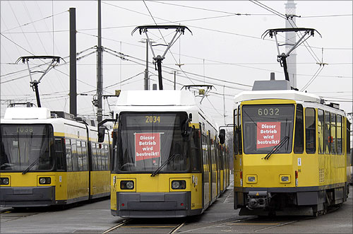 A tram depot in Berlin.