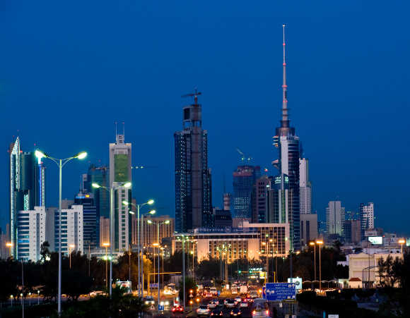 A night view of Kuwait City.