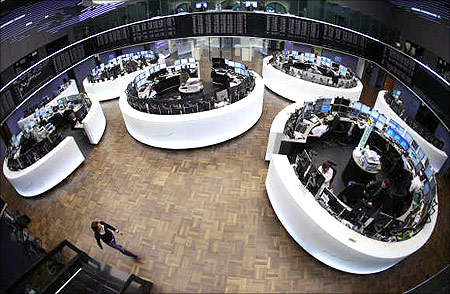 A view of the trading floor at the Frankfurt stock exchange.