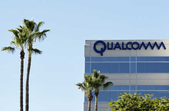 A view of one of Qualcomm's numerous buildings located on its San Diego Campus.