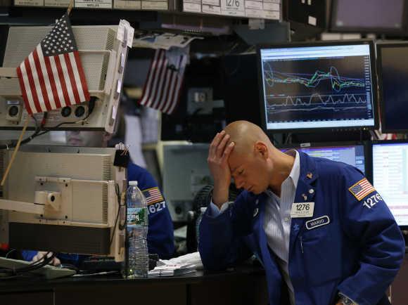 A trader on the floor of the New York Stock Exchange.