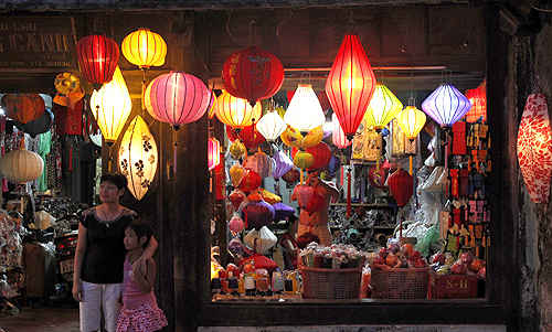 A lantern shop is pictured in the city of Hoi An