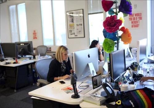 Facebook design chief Kate Aronowitz works at the company's headquarters in Menlo Park, California.