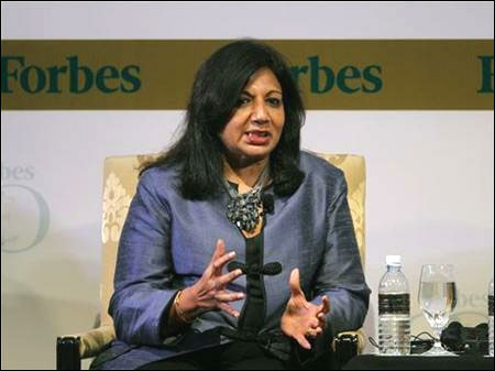 Kiran Mazumdar-Shaw speaks during the Forbes Global CEO Conference in Kuala Lumpur.