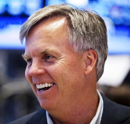 Ron Johnson, CEO of JC Penney, Inc, visits the floor of the New York Stock Exchange to ring the closing bell, in New York, April 27, 2012.