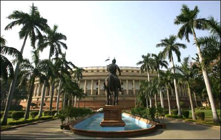 A view of the Indian parliament building.