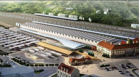 An artist's rendering of the Pretoria Railway Station.