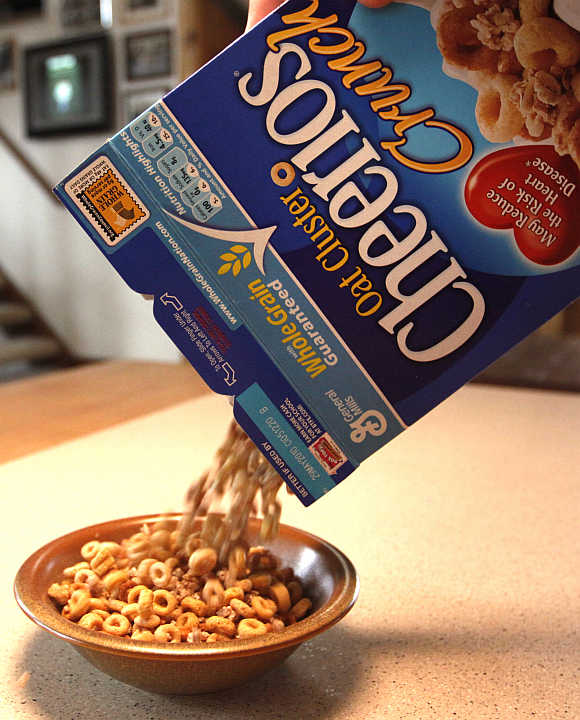 A box of General Mills breakfast cereal in Golden, Colorado, United States.