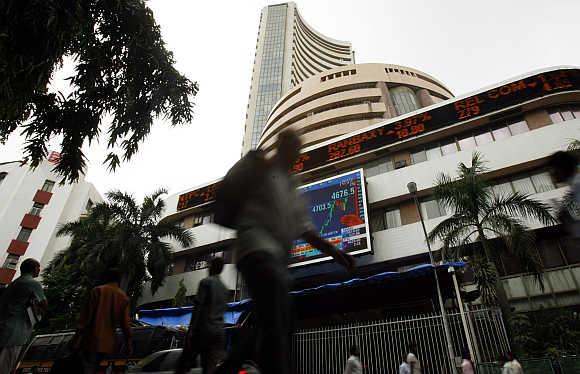 The Bombay Stock Exchange building in Mumbai.