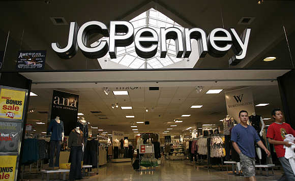 Customers leave a JC Penney store in Westminster, Colorado.
