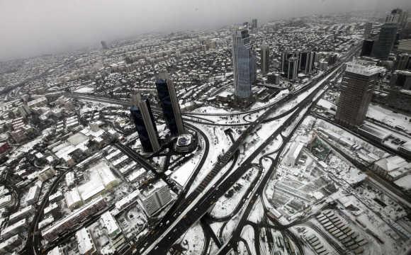 Istanbul's financial district, Levent district, which comprises of leading Turkish companies' headquarters and popular shopping malls, is seen from the observation deck of Sapphire Tower.