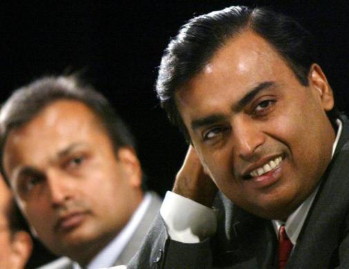 Mukesh Ambani and Anil Ambani are seen in Mumbai.