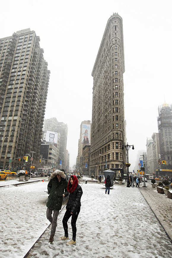 A view of the Flatiron building in New York City.