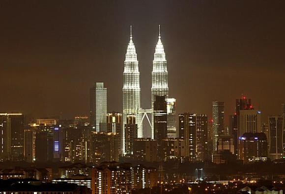 The Petronas Twin Towers in Kuala Lumpur, Malaysia.