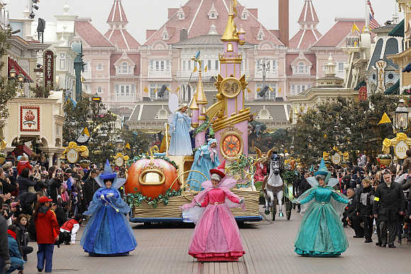 Magic Disney Parade at the Disneyland Resort in Marne-la-Vallee, outside Paris, France.