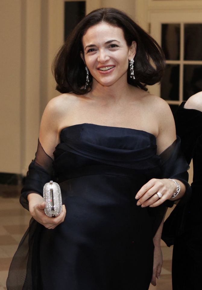 Sheryl Kara Sandberg, Chief Operating Officer of Facebook, arrives at a state dinner in honour of the state visit of South Korean President Lee Myung-bak, at the White House in Washington.