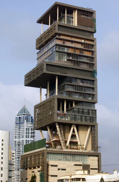 A view of the new house of Mukesh Ambani, chairman of Reliance Industries.