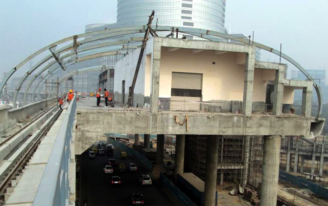 Construction on the Gurgaon Metro.