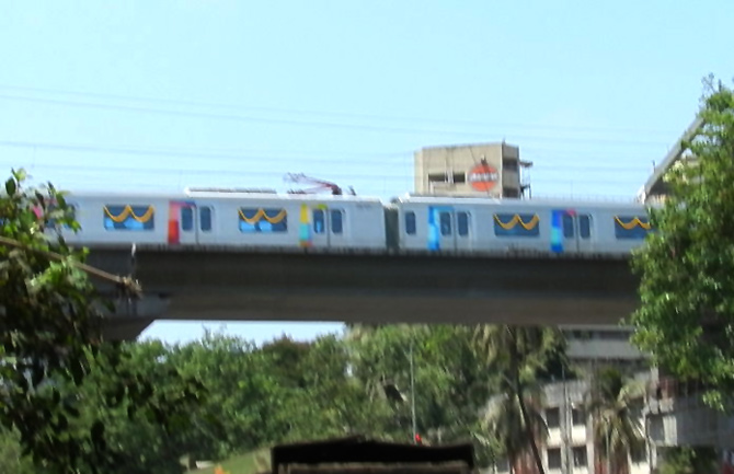 Trial run of the Mumbai Metro.