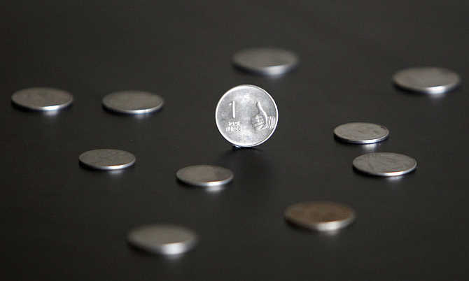 A one rupee coin in this picture illustration taken in Mumbai.