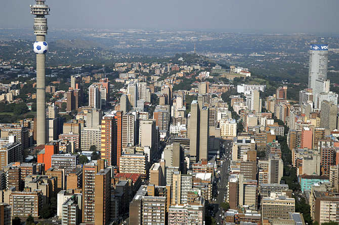 Cityscape of Johannesburg in South Africa.